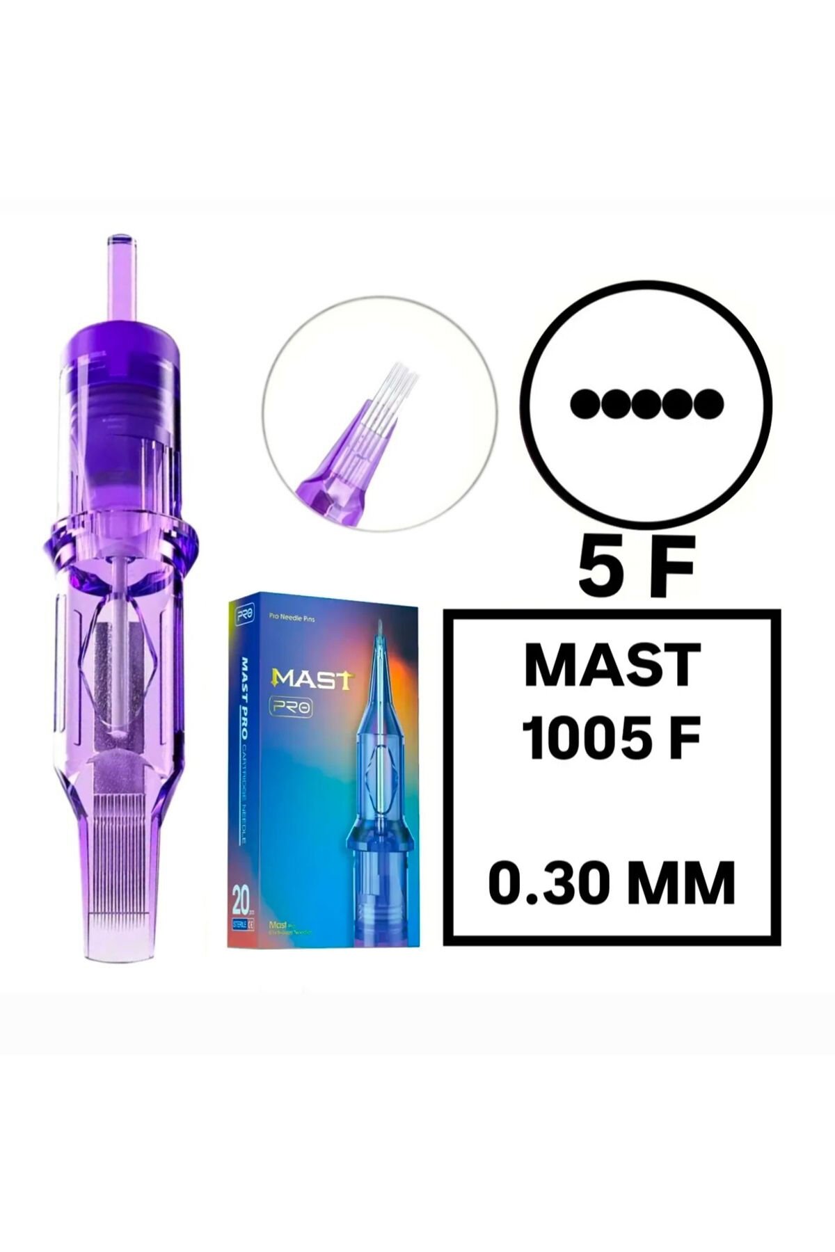 Pro Cartridges 1 Kutu Pro 1005 F - 0.30 mm - Kartuş Dövme ve MAST Kalıcı Makyaj İğnesi