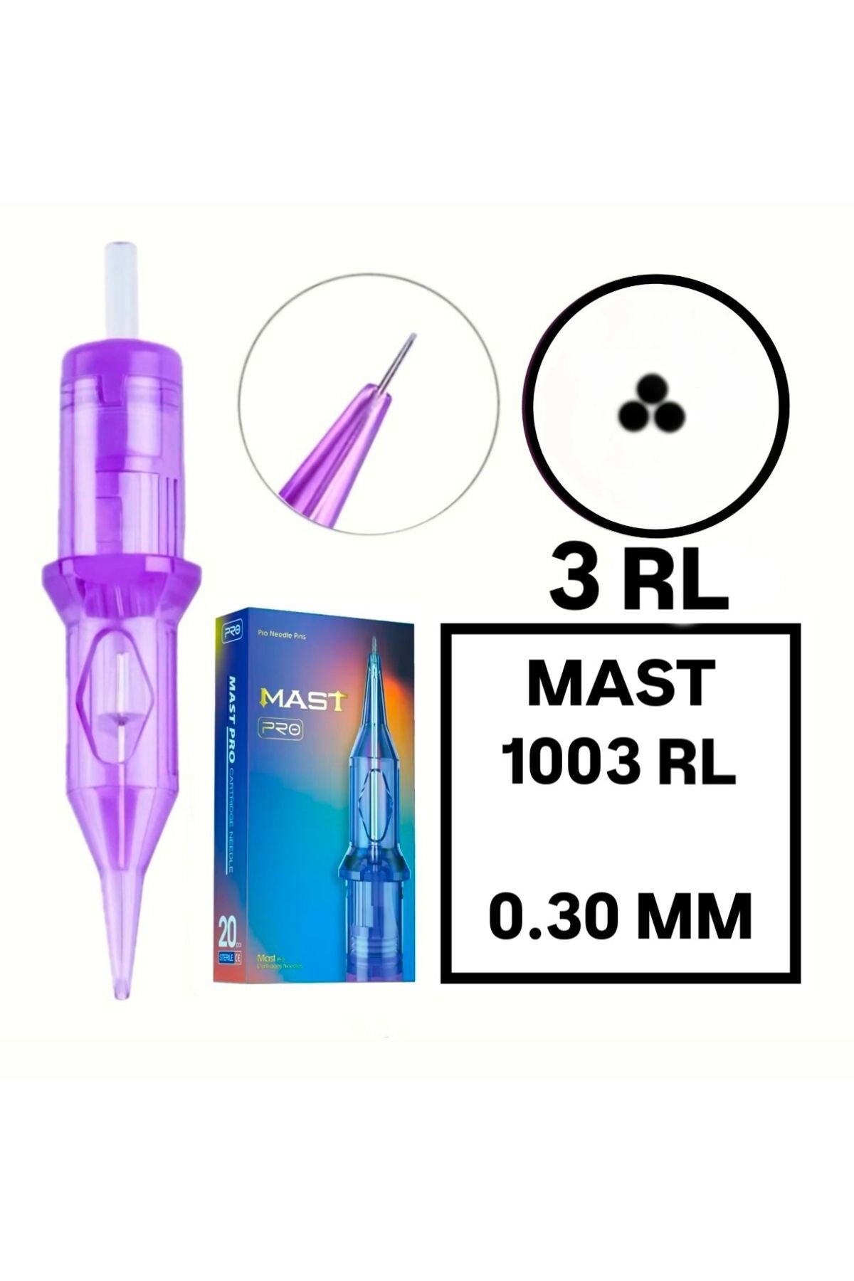 Pro Cartridges 1 Kutu Pro 1003 RL - 0.30 mm - Kartuş Dövme ve MAST Kalıcı Makyaj İğnesi