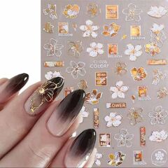 ADANİL ÇİÇEK DESENLİ BEYAZ GOLD STICKER CJ028