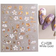 ADANİL ÇİÇEK DESENLİ BEYAZ GOLD STICKER CJ028
