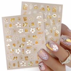ADANİL ÇİÇEK DESENLİ BEYAZ GOLD STICKER CJ028