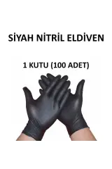 Siyah Nitril Eldiven Small 100'lü