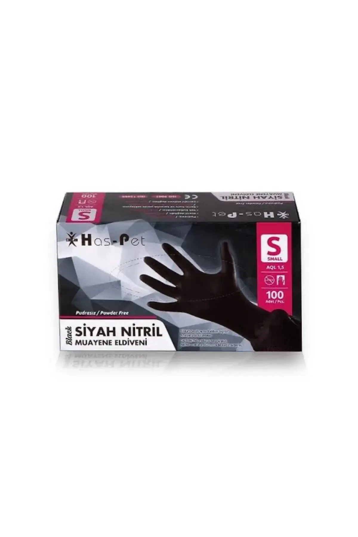 Siyah Nitril Eldiven Small 100'lü