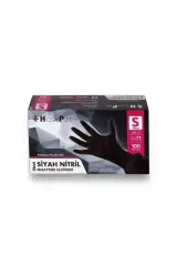 Siyah Nitril Eldiven Small 100'lü