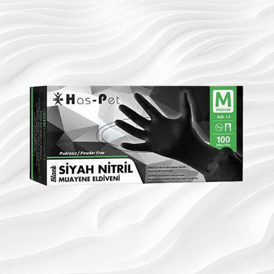 Siyah Nitril Eldiven Medium 100'lü