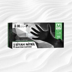 Siyah Nitril Eldiven Medium 100'lü