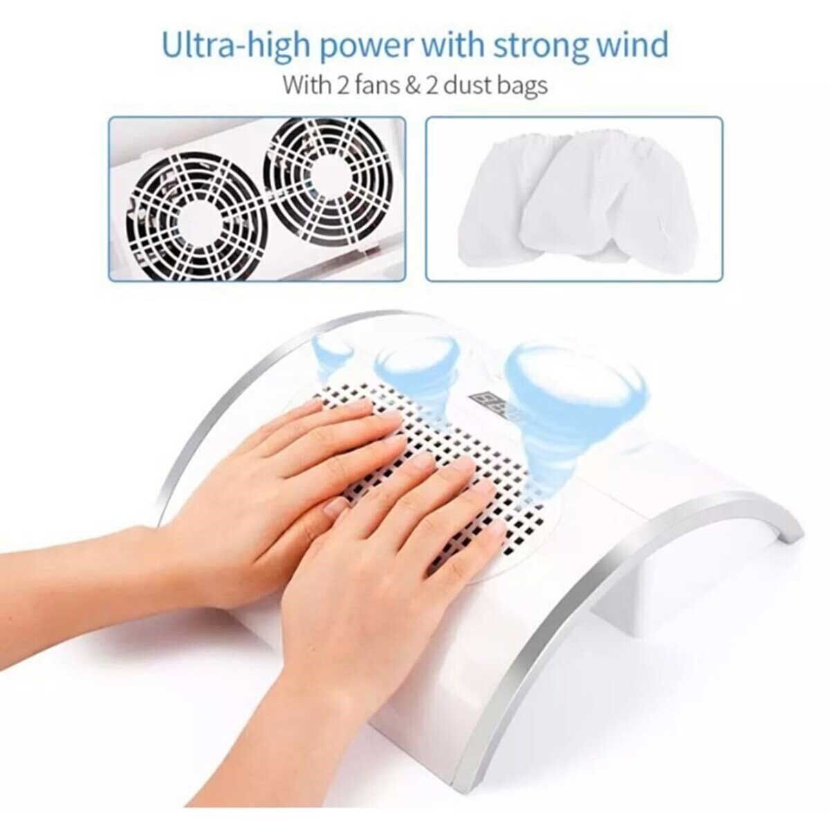 Kalıcı Oje Protez Tırnak Toz Toplama Cihazı 3 Fanlı 40 Watt Yüksek Çekiş Gücü