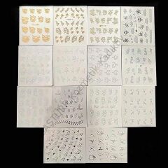Adanil 30'lu Sticker Set Altın ve Gümüş Renk Nokta Çizgi Desen Nail Art Sticker Set