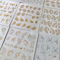 Adanil 30'lu Sticker Set Altın ve Gümüş Renk Nokta Çizgi Desen Nail Art Sticker Set