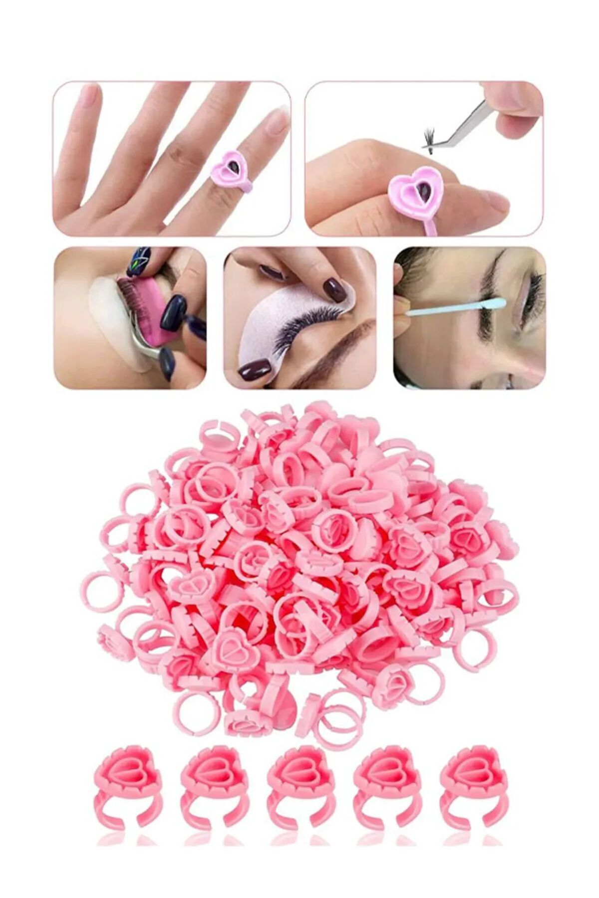 Demet Yüzüğü , İpek Kirpik Kolay Volume Yapıştırıcı Yüzükleri 200 Adet