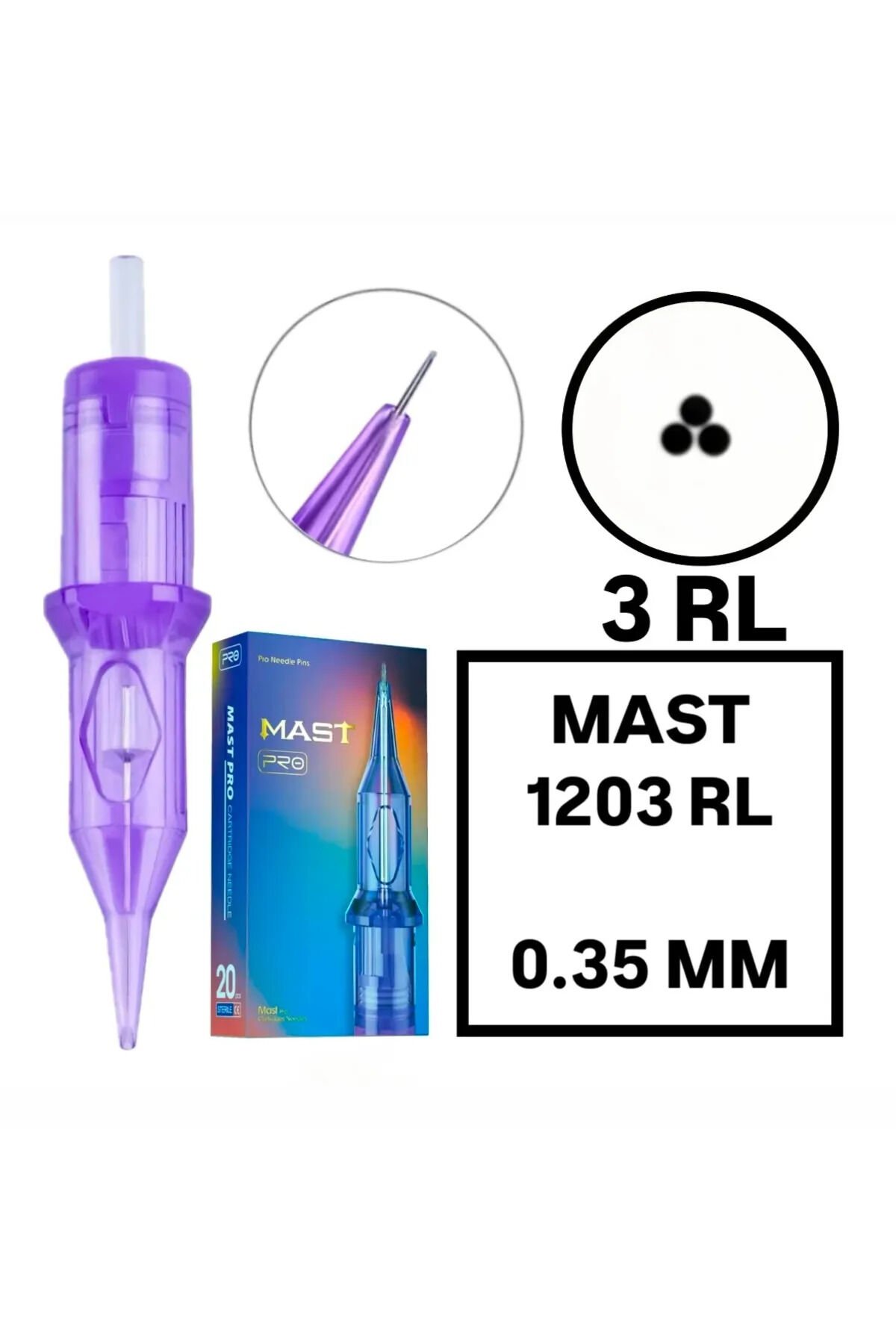 Pro Cartridges 1 Kutu - Pro - 1203 RL - 0.35 mm - Kartuş Dövme ve MAST Kalıcı Makyaj İğnesi