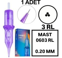 MAST PRO KALICI MAKYAJ VE DÖVME KARTUŞ İĞNE 1 ADET 0603RL 0.20 KALINLIK ROUND LINER