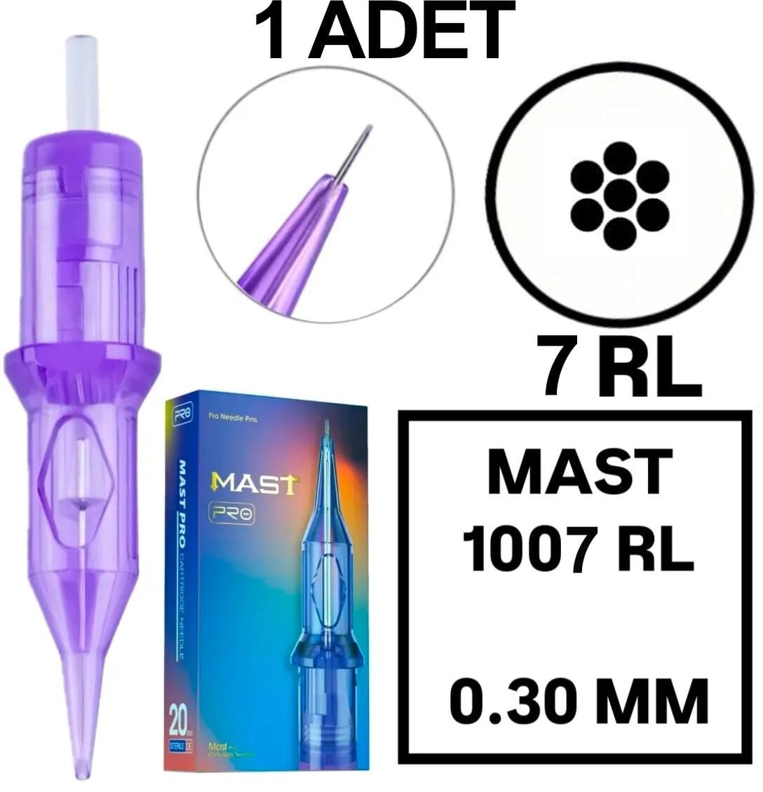 MAST PRO KALICI MAKYAJ VE DÖVME KARTUŞ İĞNE 1 ADET 1007RL 0.30 KALINLIK ROUND LINER