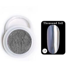 AVyu Tırnak Glitter Ayna Tozu Krom Glitter Manikür Tırnak Tozu Gümüş Renk Aplikatörlü