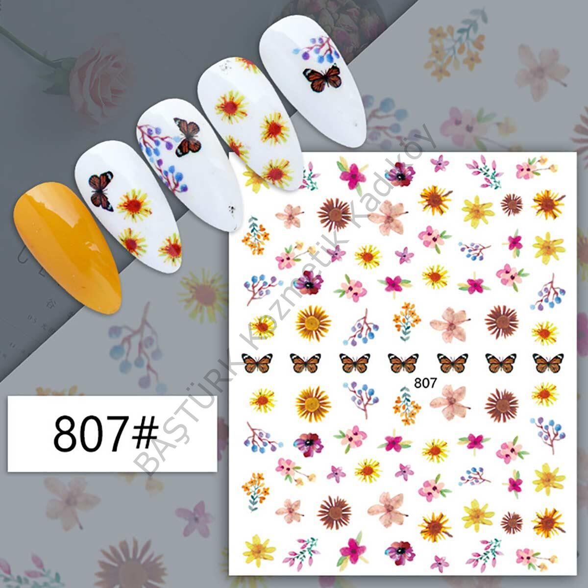 Adanil Çiçek Bitki Kelebek Sticker J0-807