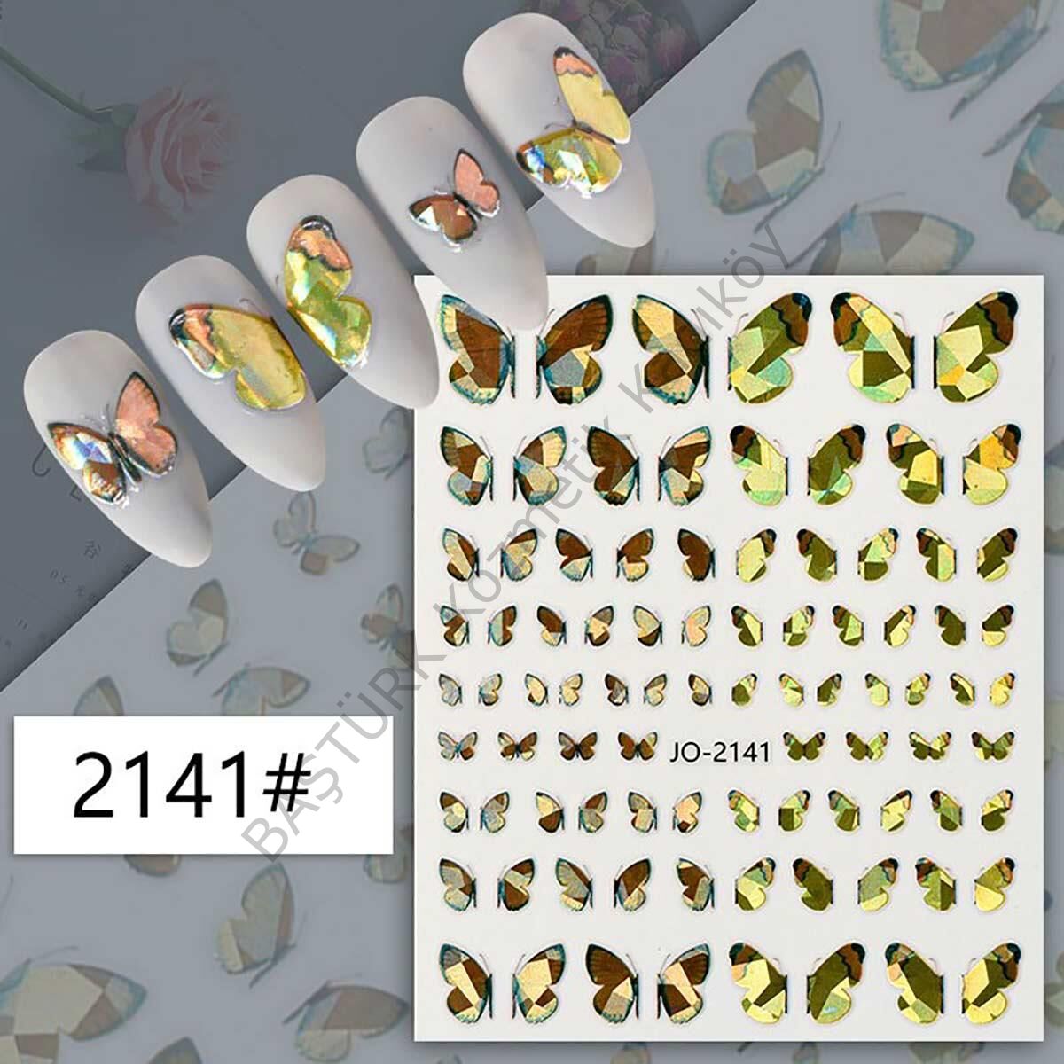 Adanil Yeşil Tonlu Hologramlı Kelebek Sticker J0-2141