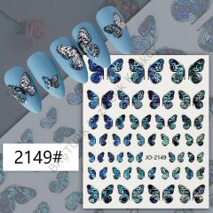 Adanil Mavi Tonlu Hologramlı Kelebek Sticker J0-2149