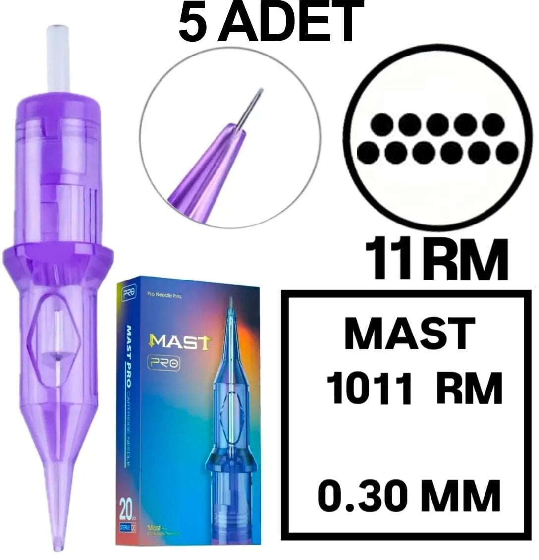 MAST PRO KALICI MAKYAJ VE DÖVME KARTUŞ İĞNE 5 ADET 1011M-1 0.30 KALINLIK MAGNUM DOLDURMA