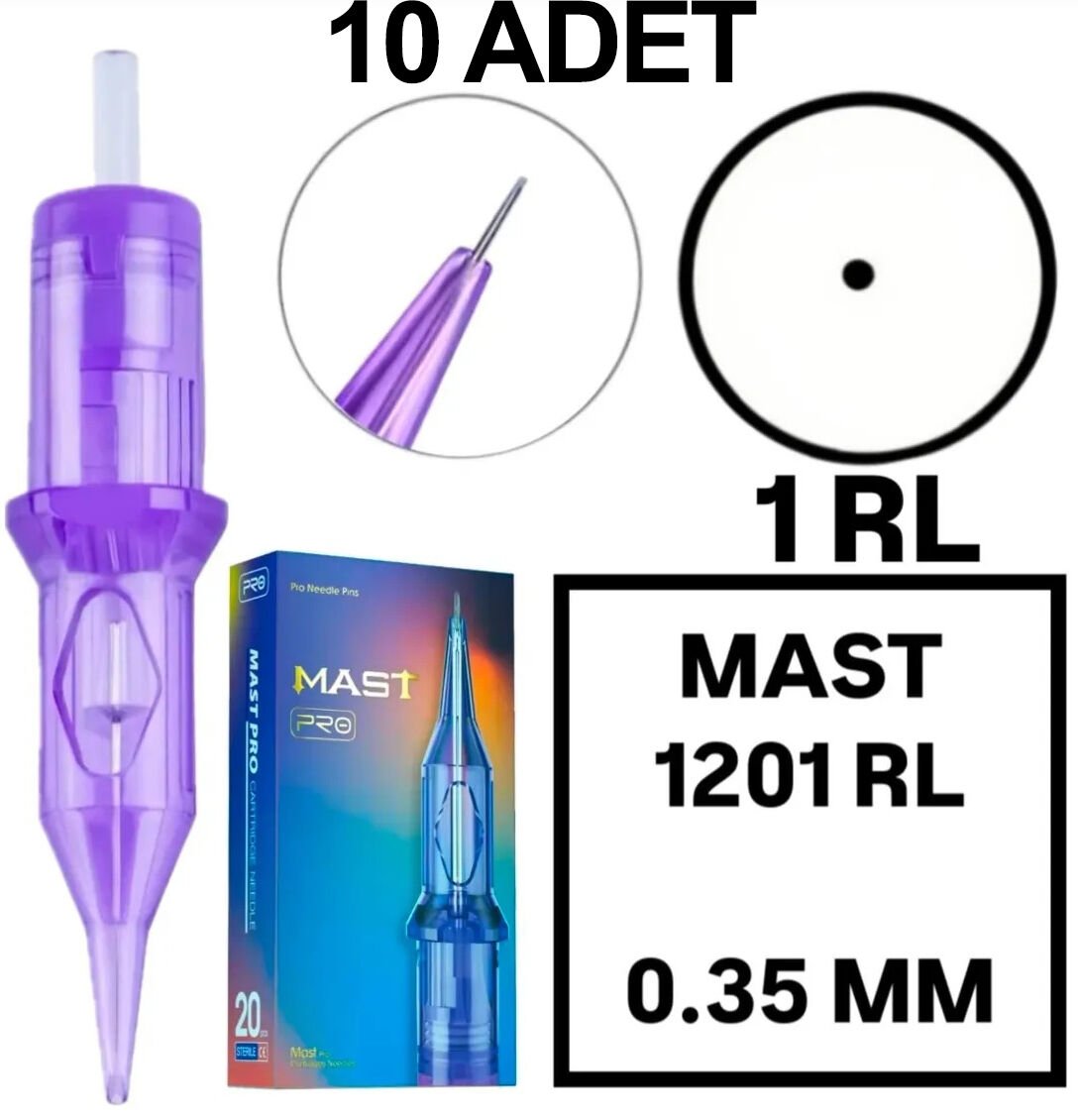 MAST PRO KALICI MAKYAJ VE DÖVME KARTUŞ İĞNE 10 ADET 1201RL 0.35 KALINLIK ROUND LINER