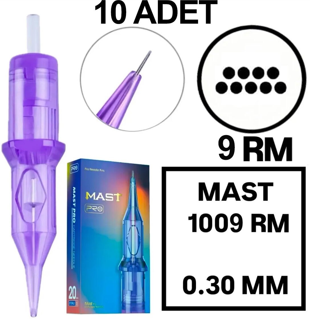 MAST PRO KALICI MAKYAJ VE DÖVME KARTUŞ İĞNE 10 ADET 1009M-1 0.30 KALINLIK MAGNUM DOLDURMA