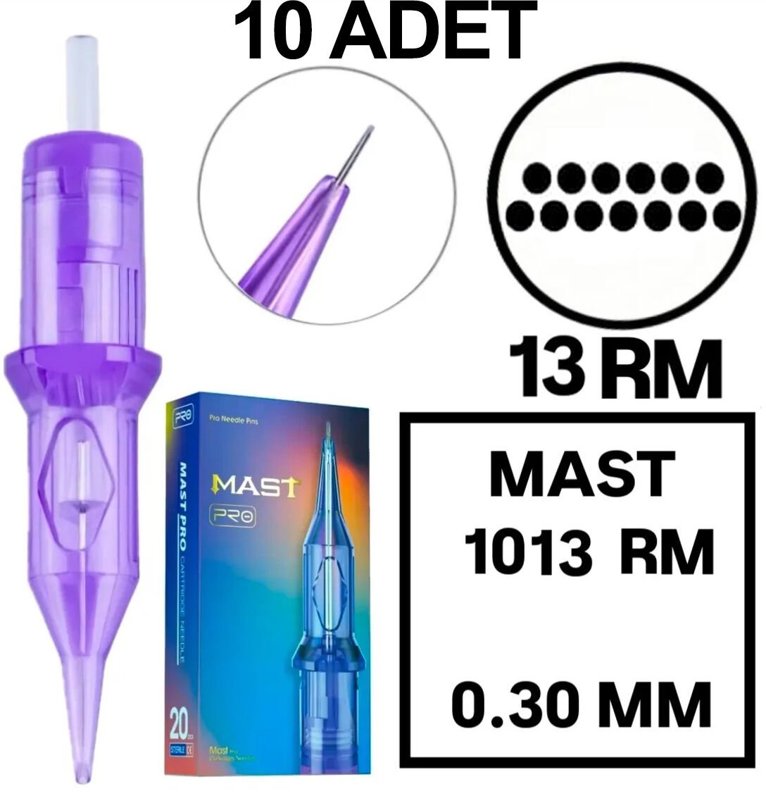 MAST PRO KALICI MAKYAJ VE DÖVME KARTUŞ İĞNE 10 ADET 1013M-1 0.30 KALINLIK MAGNUM DOLDURMA