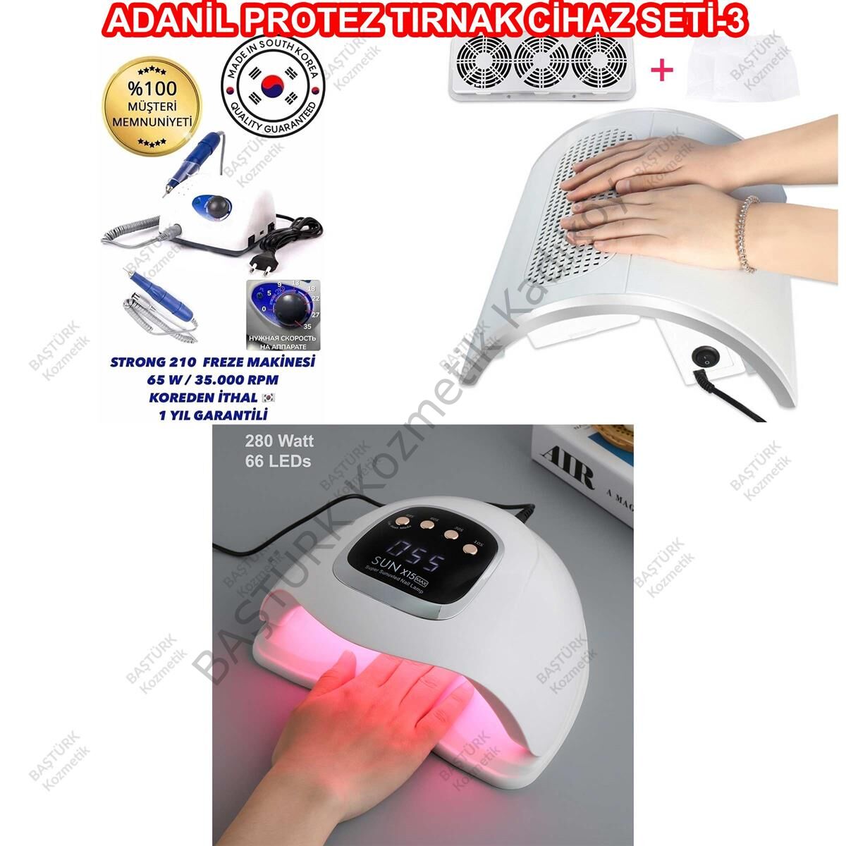 Adanil Protez Tırnak Cihaz Seti Strong Freze Sun X15 Max UV Led ve Toz Toplama