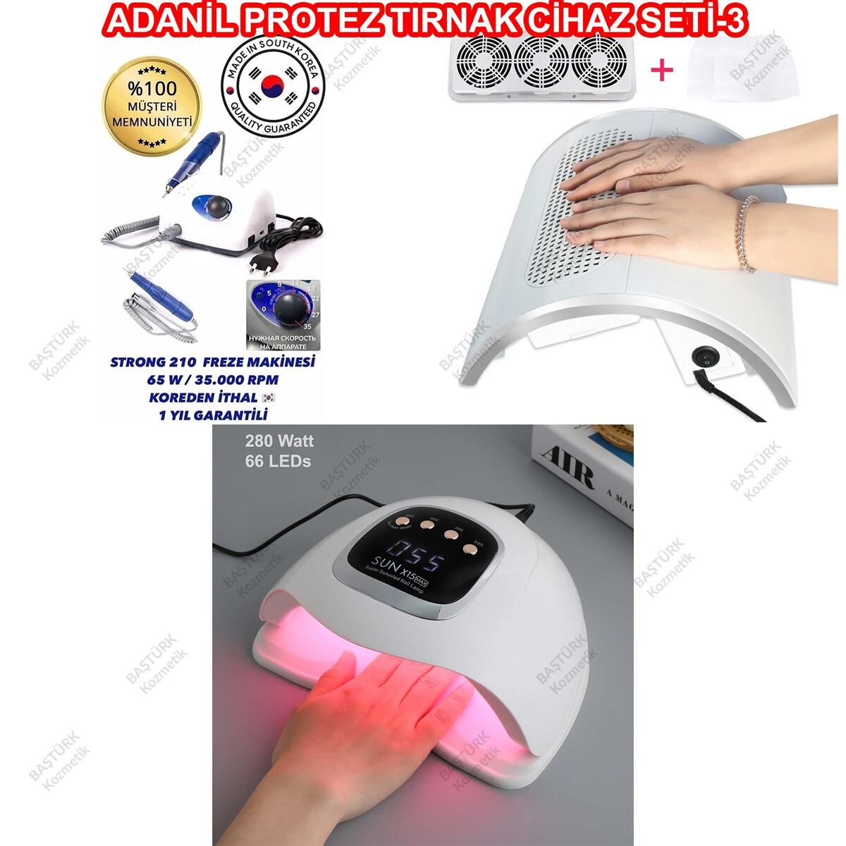 Adanil Protez Tırnak Cihaz Seti Strong Freze Sun X26 Max UV Led ve Toz Toplama