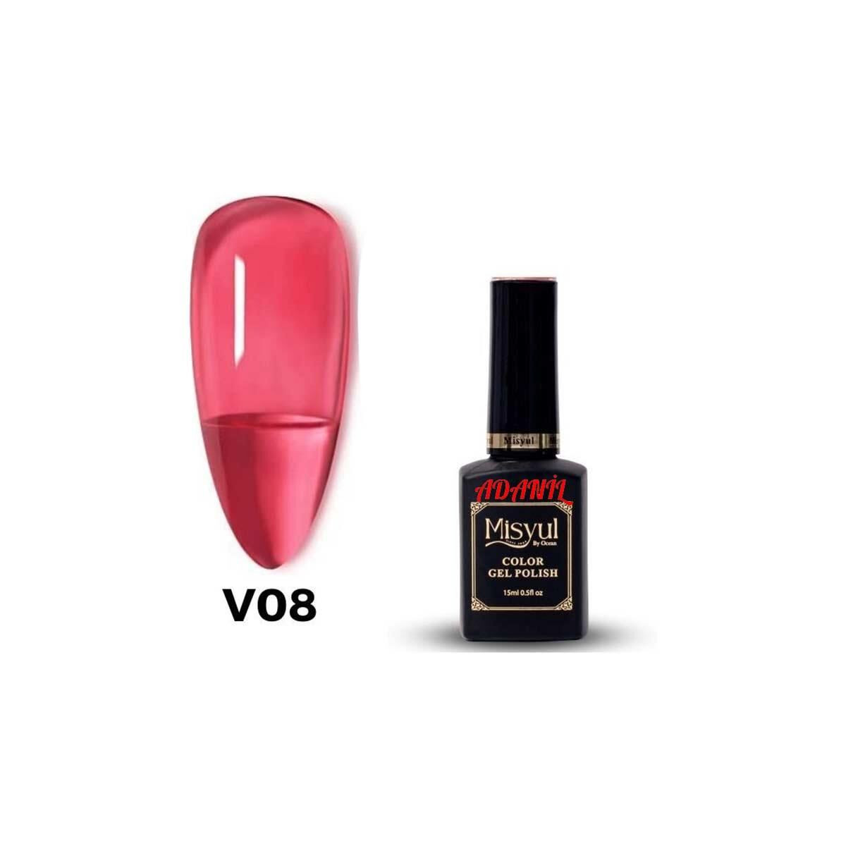 Adanil Misyul Vitröz Cam Saydam Kırmızı Kalıcı Oje V08