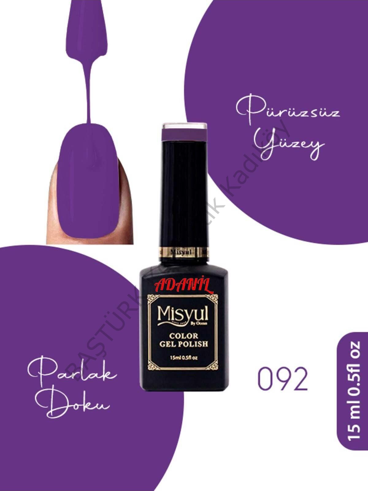 Adanil 15 ml Misyul Profesyonel Mürdüm Kalıcı Oje Mis-092