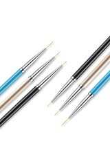 3'lü Nail Art Tırnak Desen Renkli Fırça Seti