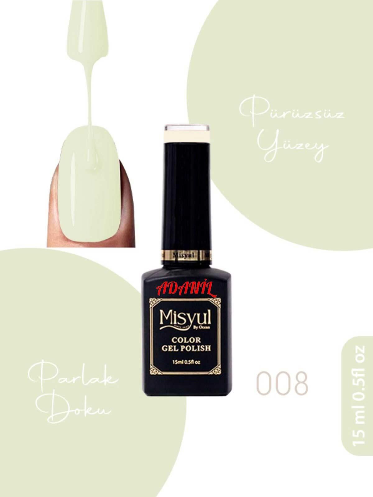 Adanil 15 ml Misyul Profesyonel Buzul Yeşili Kalıcı Oje Mis-008