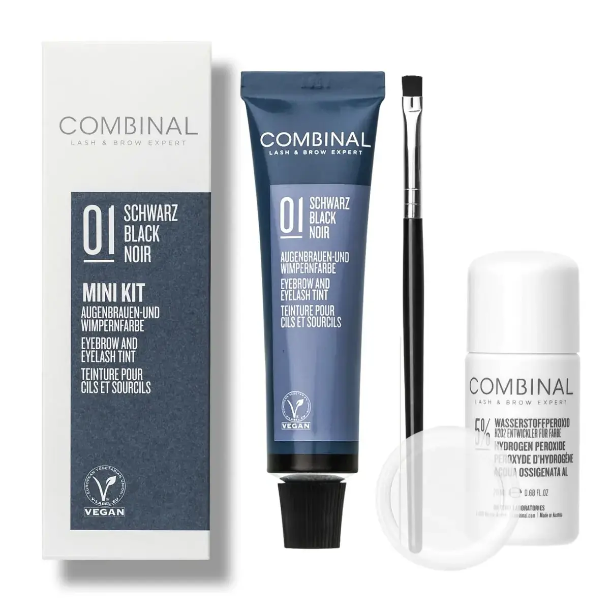 Combinal Kaş Ve Kirpik Vegan Boya Seti No:1 Siyah 15ML BOYA 20ML OKSİDAN