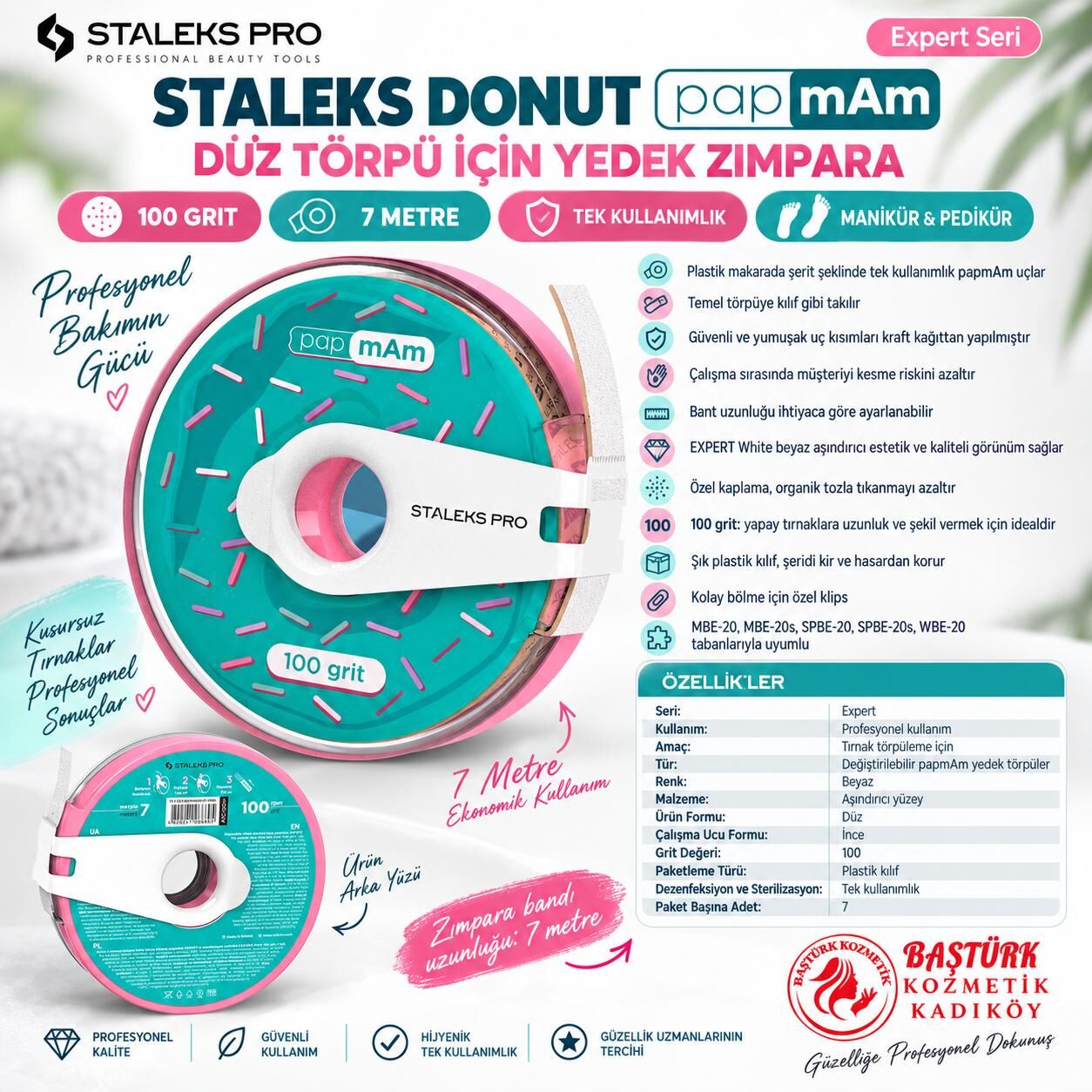STALEKS EXPERT Donut papmAm Düz Törpüler için Yedek Zımpara 100 Grit