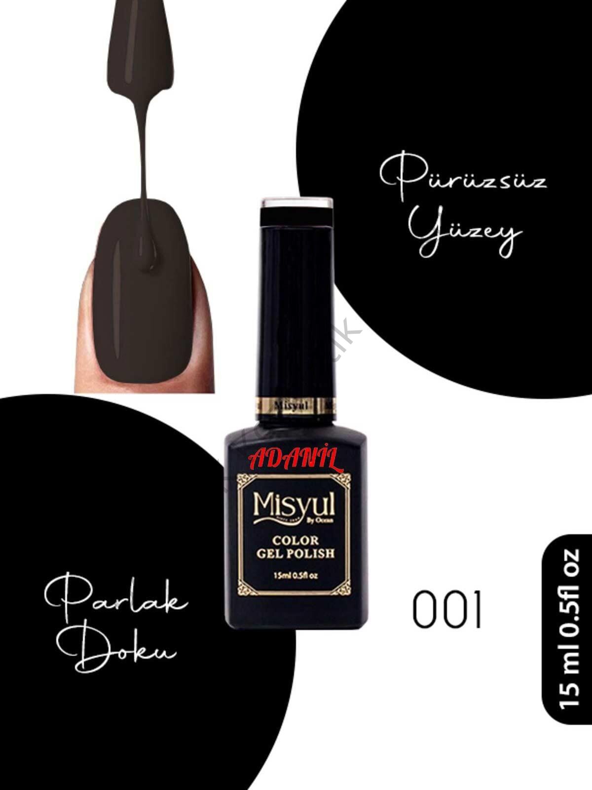 Adanil 15 ml Misyul Profesyonel Siyah Kalıcı Oje Mis-001