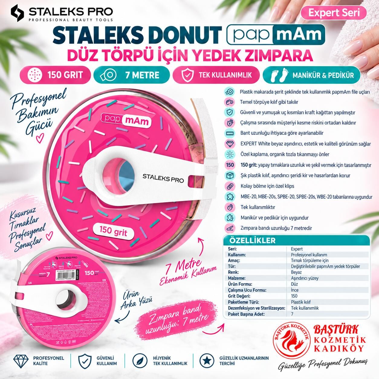 STALEKS EXPERT Donut papmAm Düz Törpü için Yedek Zımpara 150 Grit
