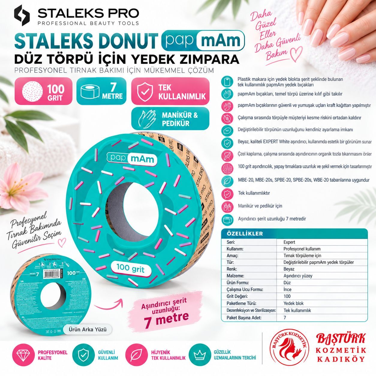 STALEKS EXPERT Donut papmAm Düz Törpü için Yedek Blok 100 Grit