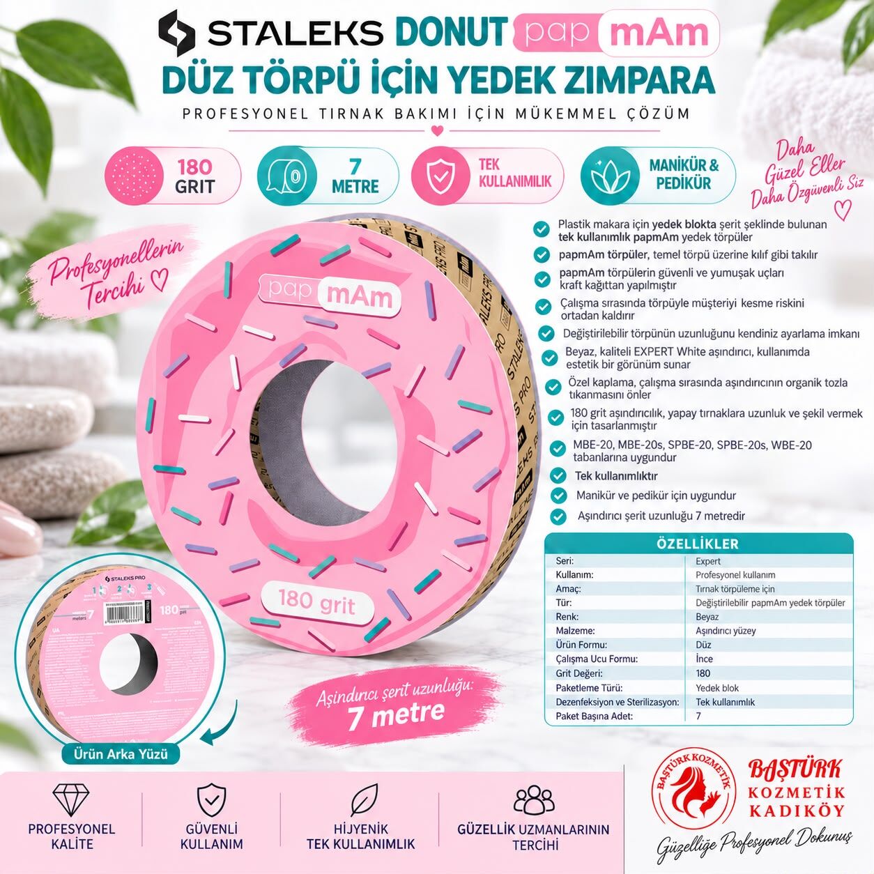 STALEKS EXPERT Donut papmAm Düz Törpü için Yedek Blok 180 Grit
