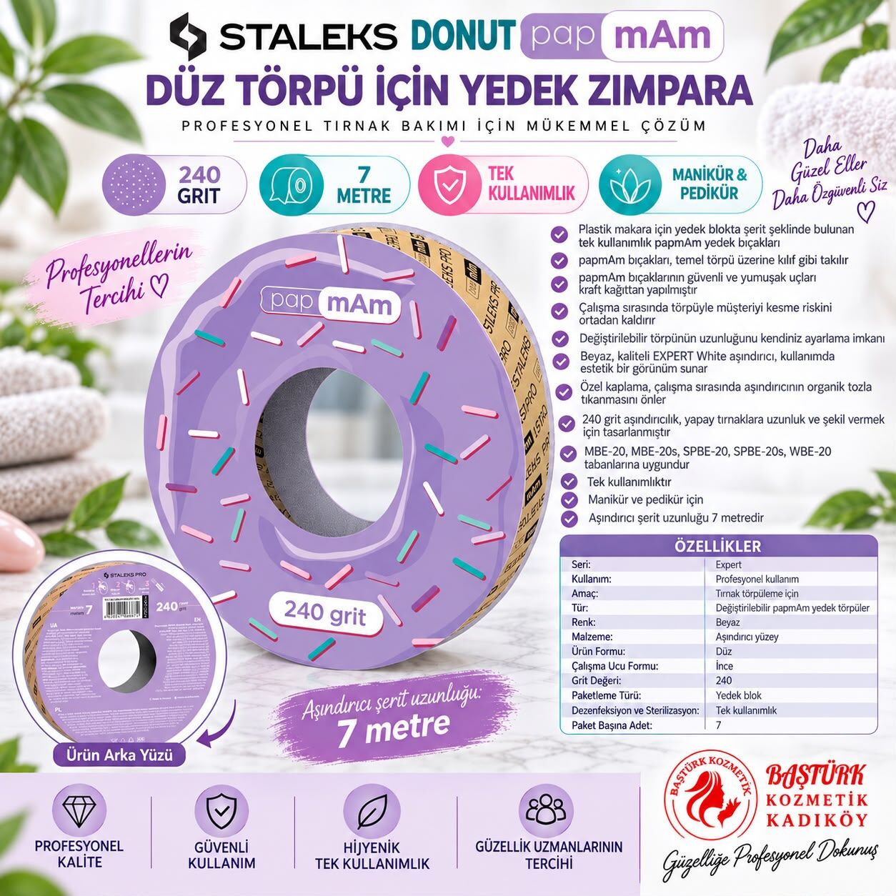 STALEKS EXPERT Donut papmAm Düz Törpü için Yedek Blok 240 Grit