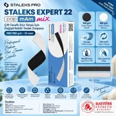 STALEKS EXPERT 22  papmAm Mix Çift Taraflı Düz Törpü için Değiştirilebilir Yedek Zımpara 100/180 Grit (50 adet)