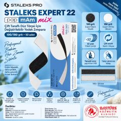 STALEKS EXPERT 22  papmAm Mix Çift Taraflı Düz Törpü için Değiştirilebilir Yedek Zımpara 100/180 Grit (50 adet)