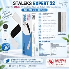 STALEKS EXPERT 22  papmAm Mix Çift Taraflı Düz Törpü için Değiştirilebilir Yedek Zımpara 180/240 Grit (50 adet)