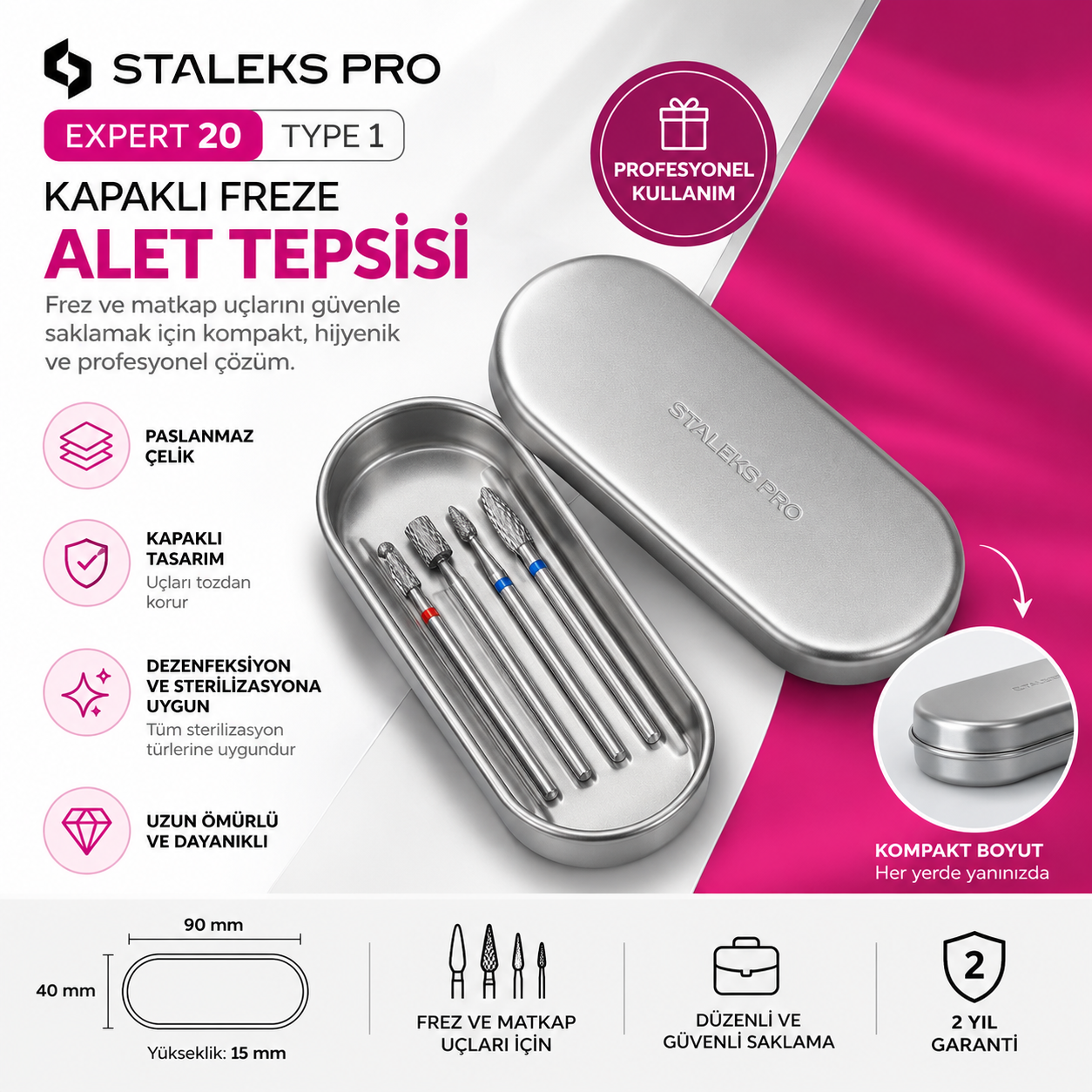 STALEKS EXPERT 20 TYPE 1 Kapaklı Freze Alet Tepsisi 90x40x15 mm