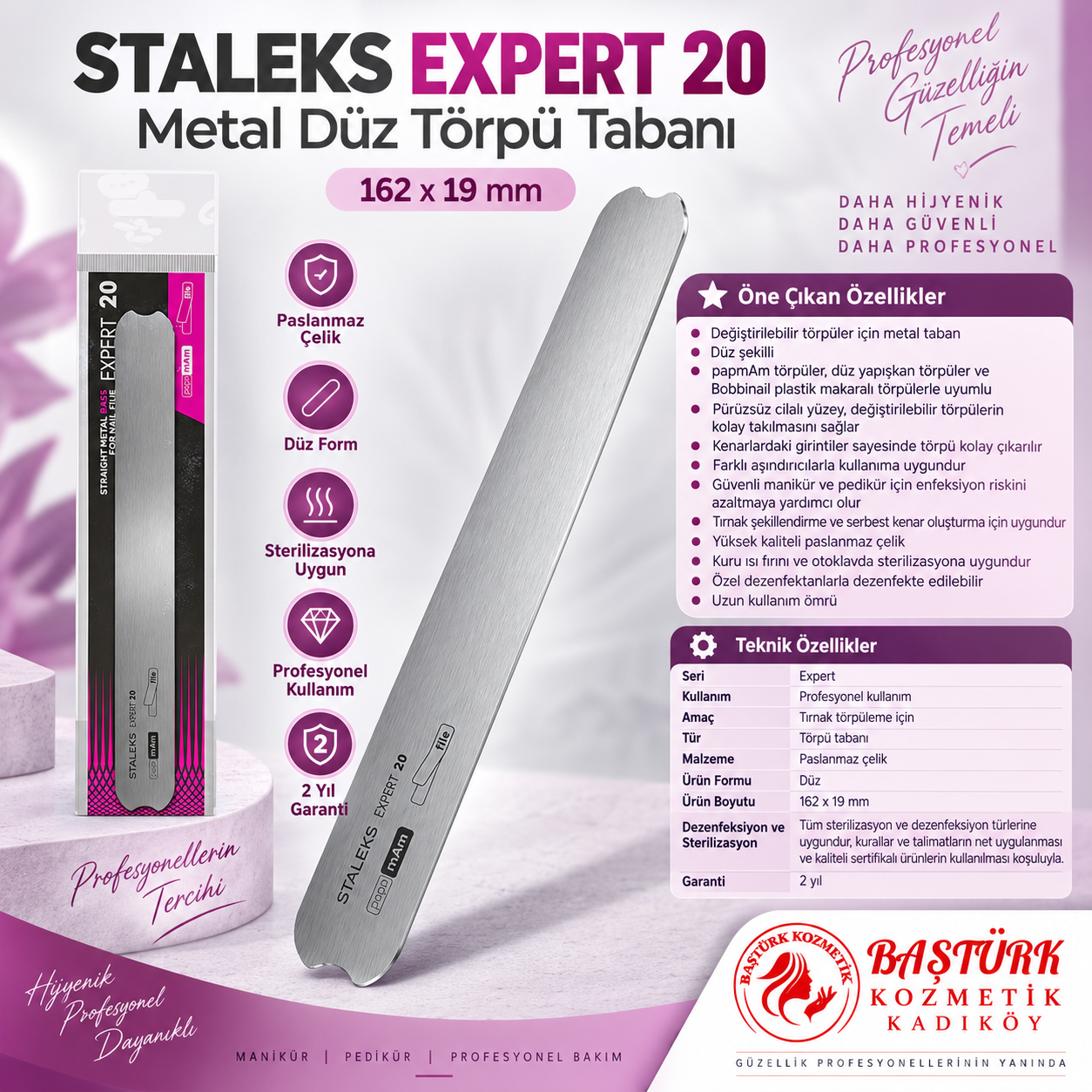 STALEKS EXPERT 20 Metal Düz Törpü Tabanı (162 mm)