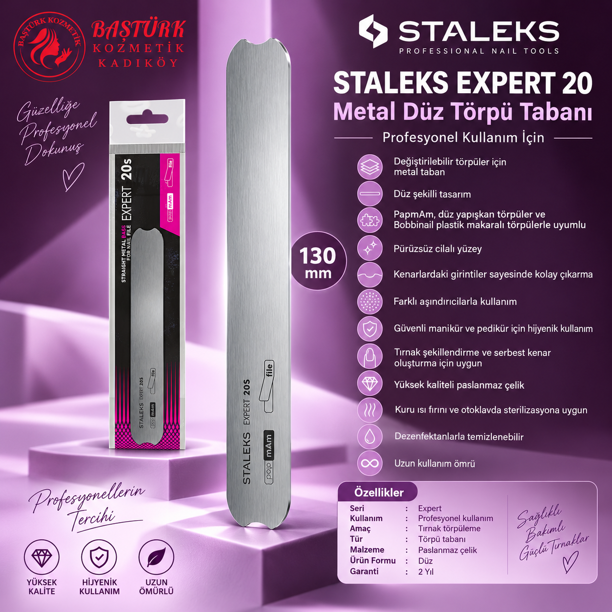 STALEKS EXPERT 20 Metal Düz Törpü Tabanı (130 mm)