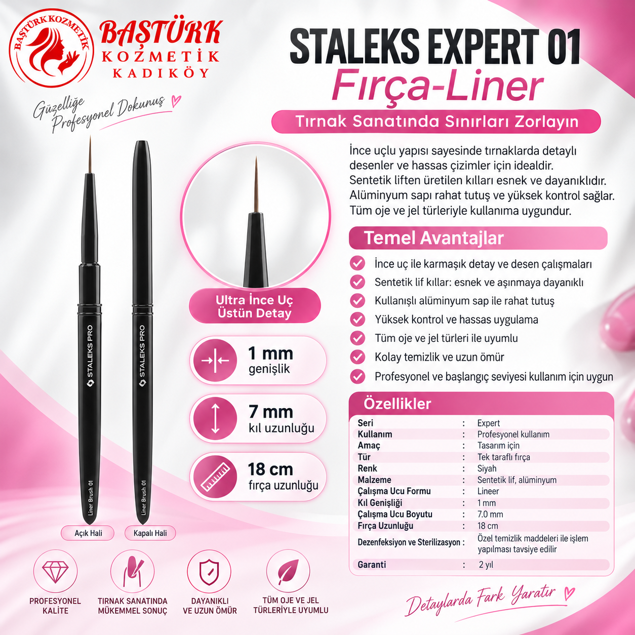 STALEKS EXPERT 01 Fırça-Liner - Genişlik 1 mm - Uzunluk 7 mm